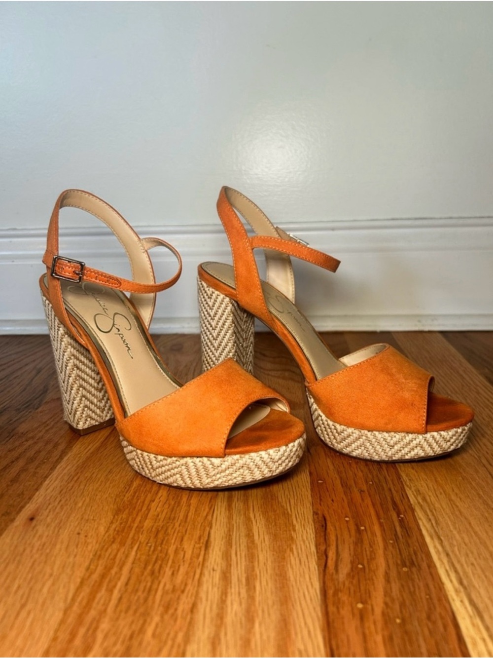 Jessica Simpson Orange Woven Block Heel | Women’s Block Heel Size 7.5